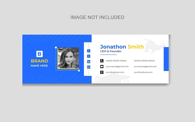 Blue modern email signature template or email footer and social media cover design