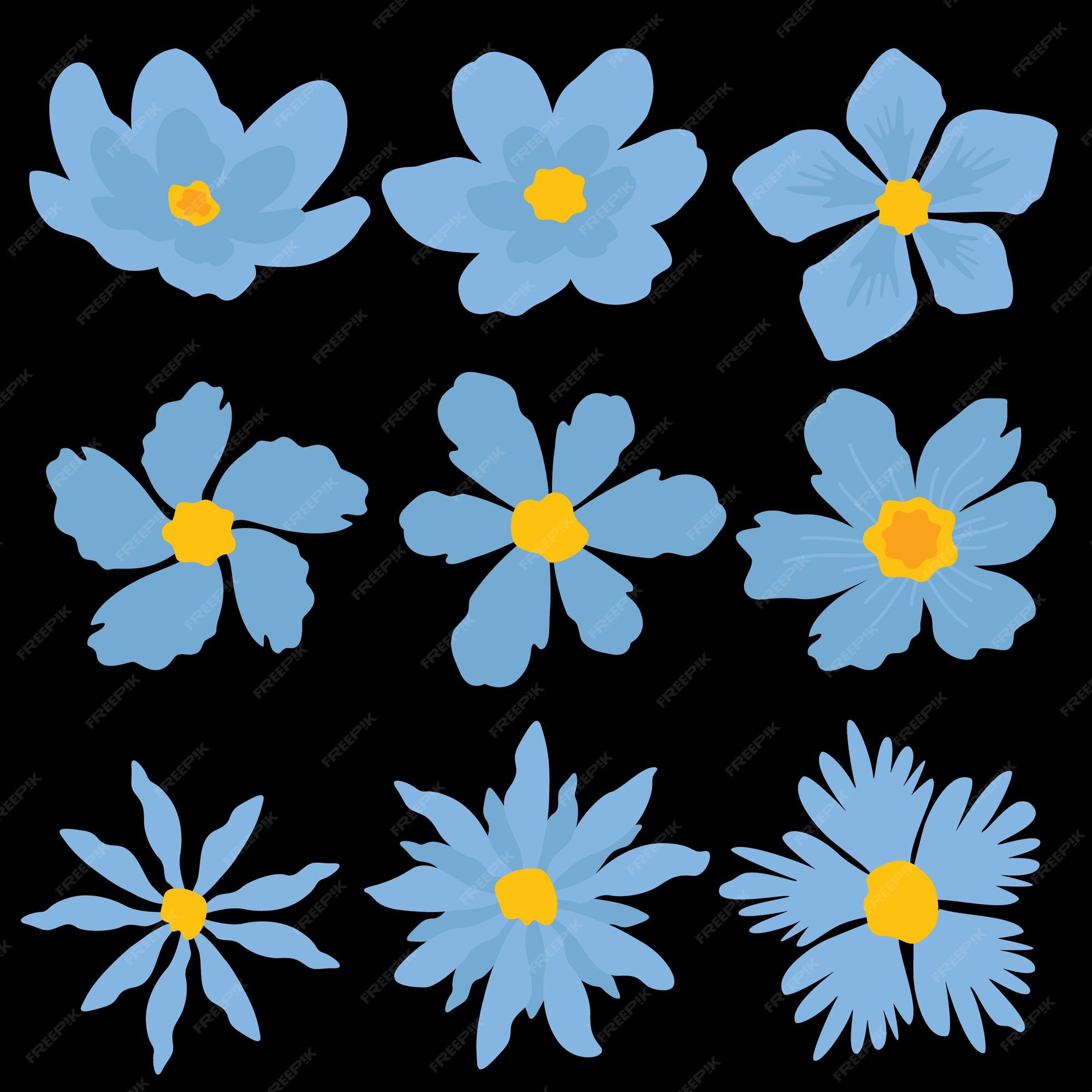 Premium Vector | Blue modern flower vector set