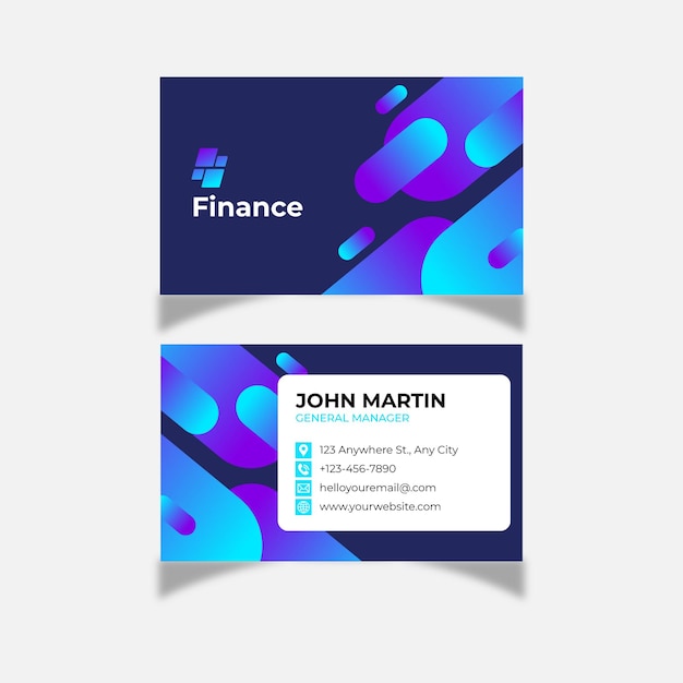 Blue Modern Gradient Finance Business Card Template