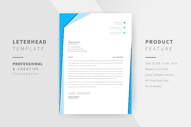 blue modern letterhead