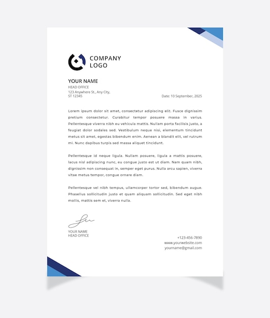 Blue Modern Professional Consulting Business Letterhead Templates