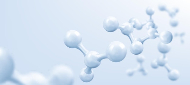 Vector blue molecule or atom, abstract clean structure. vector illustration.