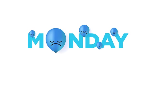 Blue monday 3d cute soft illustration