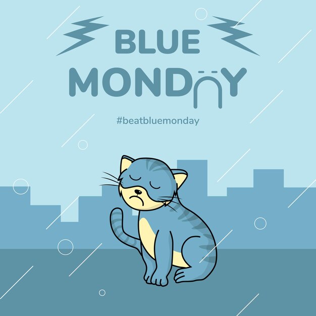 Vettore gatto blue monday alone