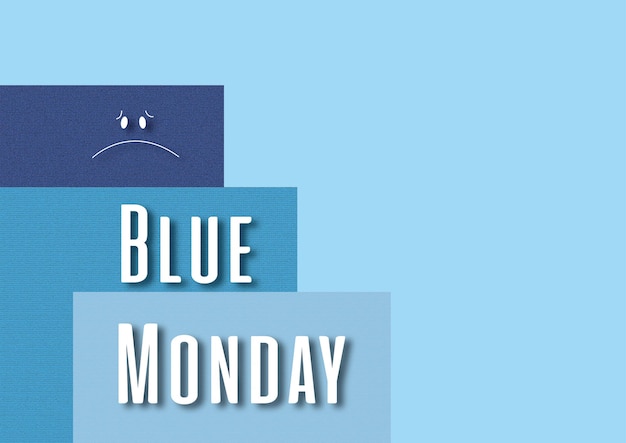 Vector blue monday background vector design with sad face with 3 different blue color combination