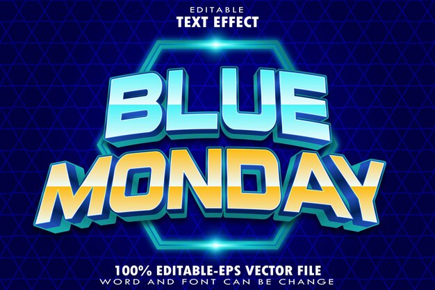 Blue Monday Bewerkbaar teksteffect Transform Emboss Gradient Style