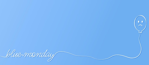 Blue monday. Blue background. Simple sad balloon.