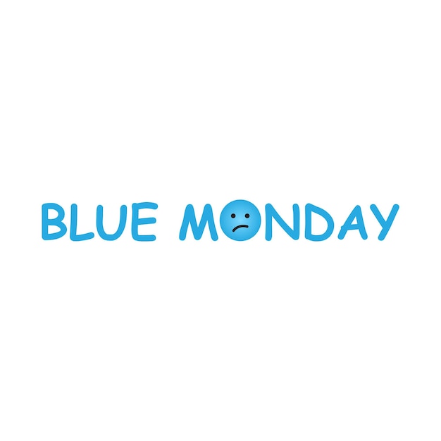 Blue Monday free vector with blue background and sad emoji blue Monday concept