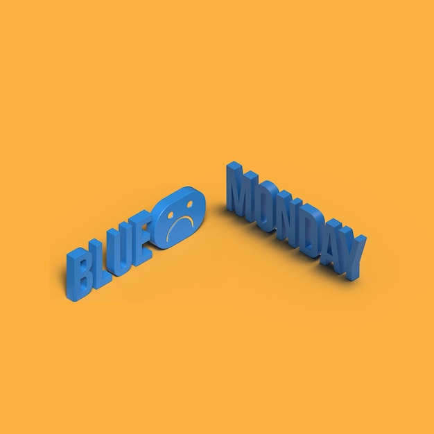 Blue Monday Sad Emoji Isometric Design Fully Editable Text