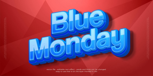 Vector blue monday with 3d style editable text effect