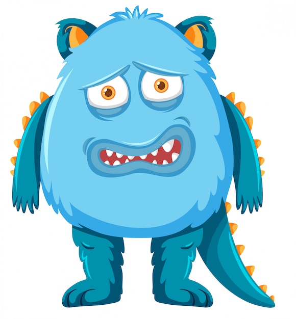 Vector blue monster white background