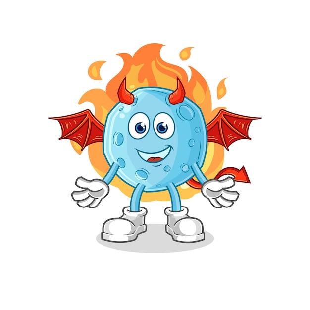 Vector blue moon demon with wings character cartoon mascot vector