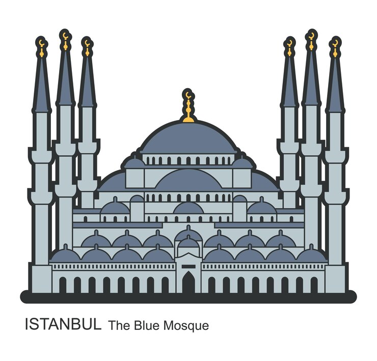 Vector the blue mosque istanbul turkey flat icon