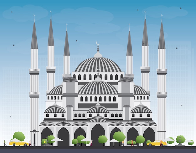 Vector blue mosque in istanbul turkey.