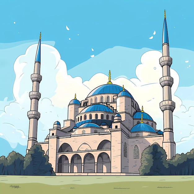 Vector the blue mosque in istanbul turkey