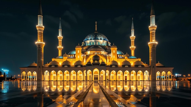 Vettore la moschea blu di notte