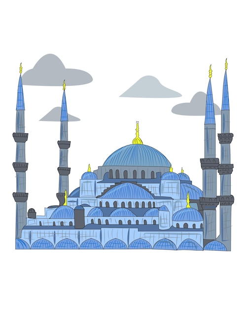 Blue Mosque Vector Illustration