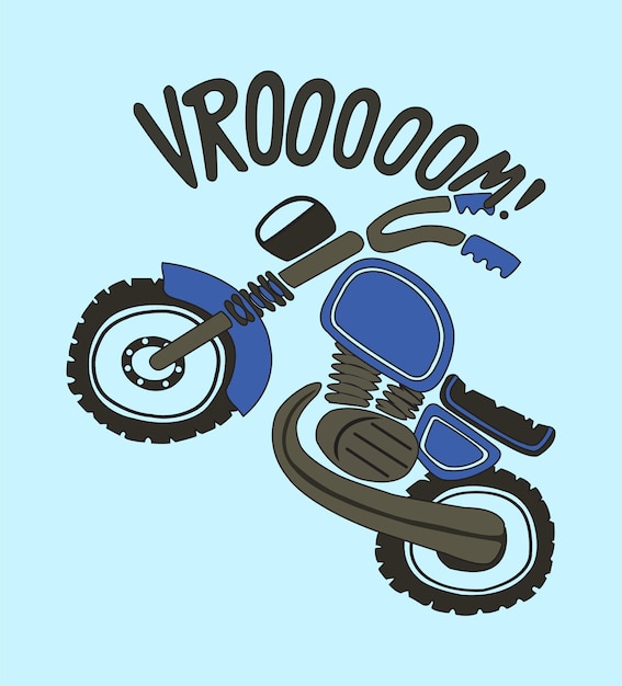 A blue motorcycle t shirt print with the word vro on it