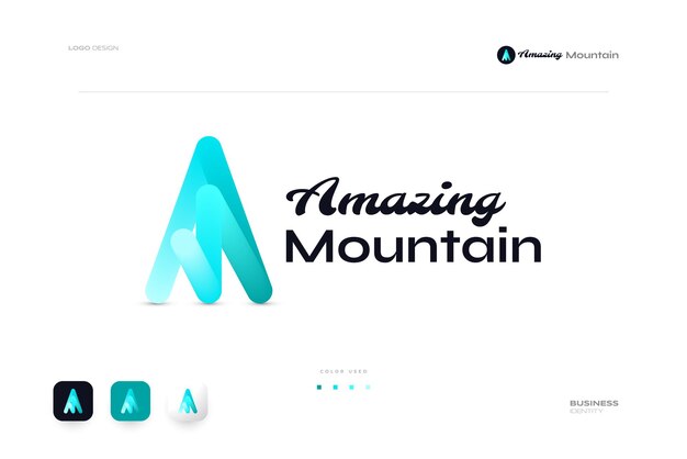 Blue Mountain Logo with Initial Letter A Suitable for Business and Technology Brand Identity