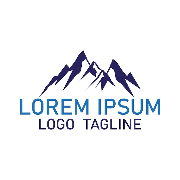 A blue mountain logo with mountains on it