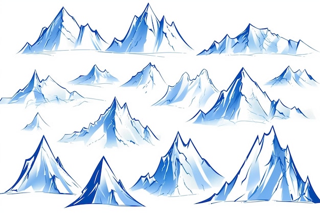 Blue Mountain Peaks White Background