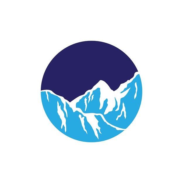 Blue mountain with snow logo design vector graphic symbol icon sign illustration creative idea