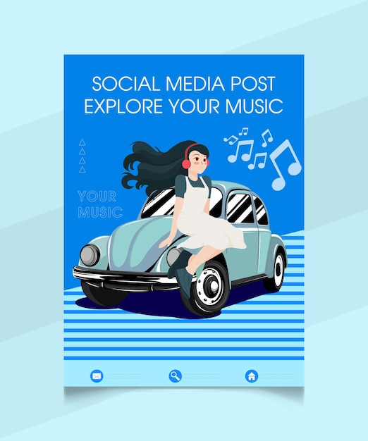 Vector blue music poster design