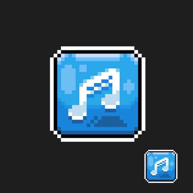 blue music sign in pixel art style