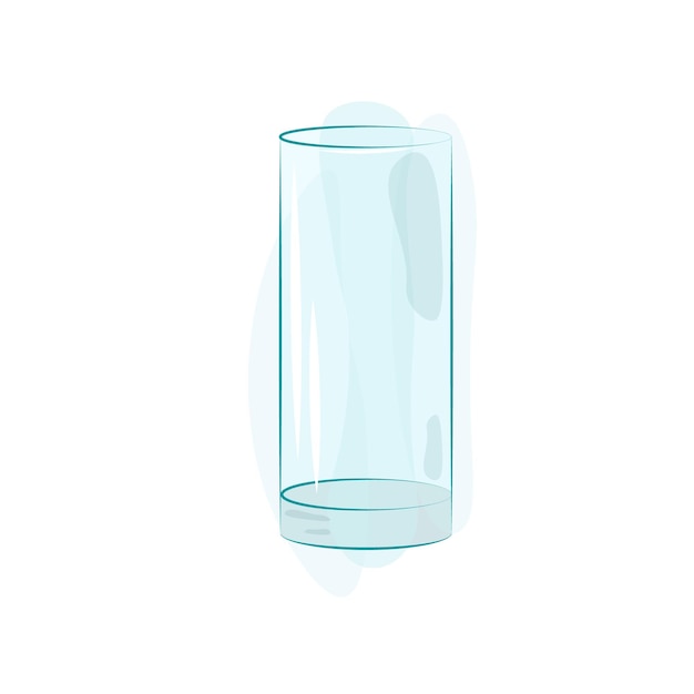 Vector blue narrow and glass water glass with highlights and shadows in watercolor style vector object