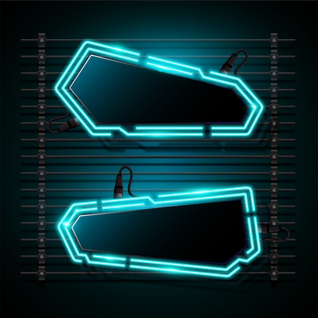 Vector blue neon banner design