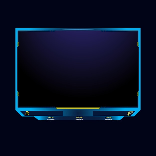 Blue Neon Facecam Overlay frame Design