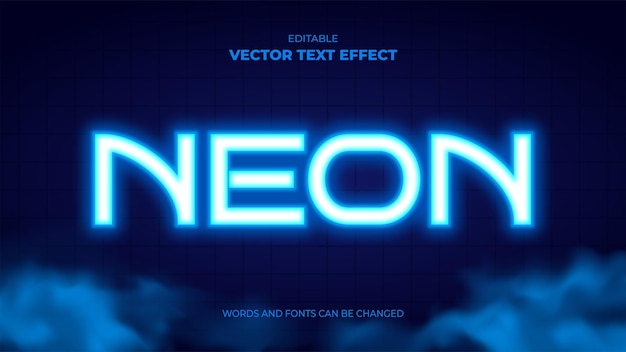 Неоновый синий свет редактируемый текстовый эффект