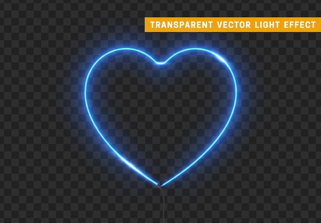 Blue Neon heart and bright garlands light. vector illustration