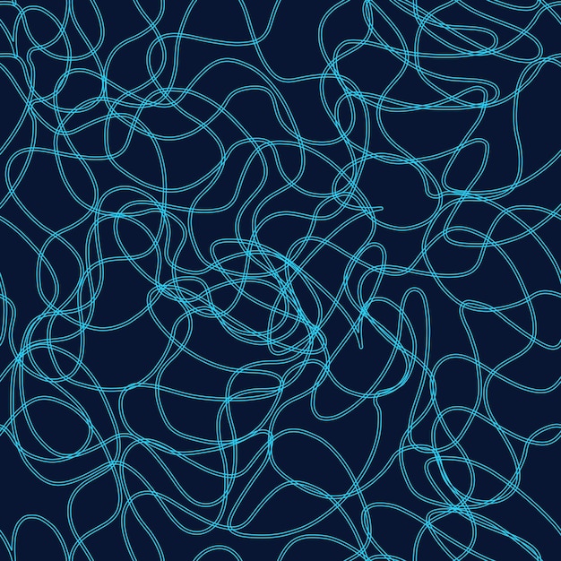 Blue Neon Lines. Decorative vector seamless pattern. Repeating background. Tileable wallpaper print.