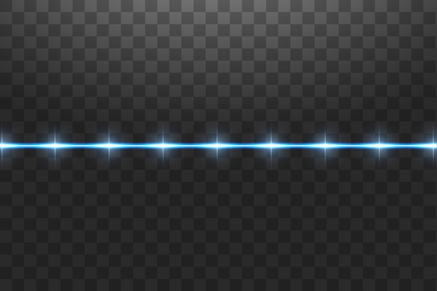 Vector blue neon lines with light effects isolated on black