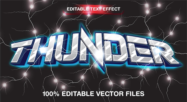 Blue neon shiny thunder editable and scalable vector text effect template