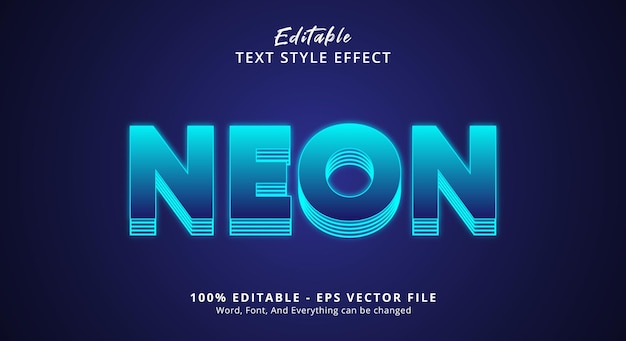 Синий неоновый текстовый эффект Редактируемый текстовый эффект