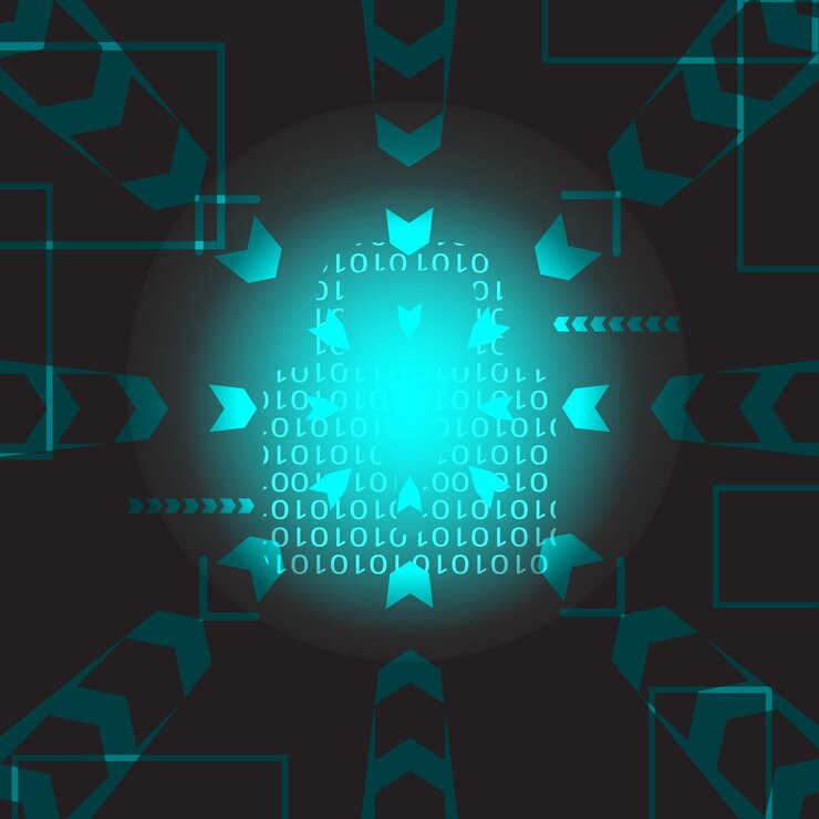 Vector blue network light code and data security abstract technology background