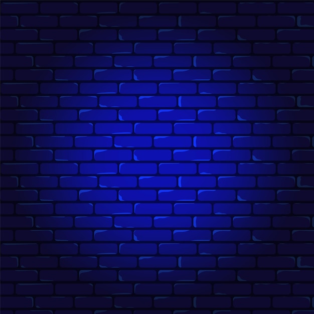 Fondo blu del muro di mattoni di notte