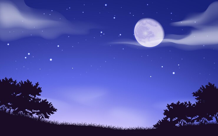 Vector blue night sky background cloud and star in summer dusk starry light on black horizon deep dark celestial panorama nature landscape scenic skyline and moonlight vector background