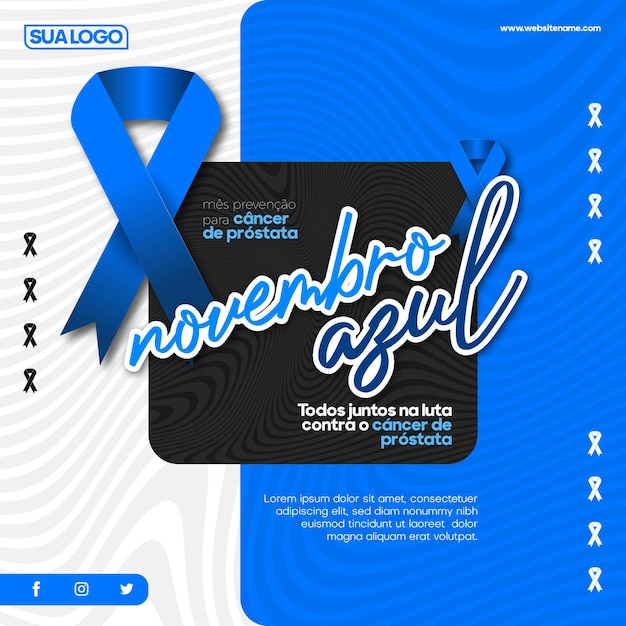 Vector blue november against prostate cancer novembro azul social media poster