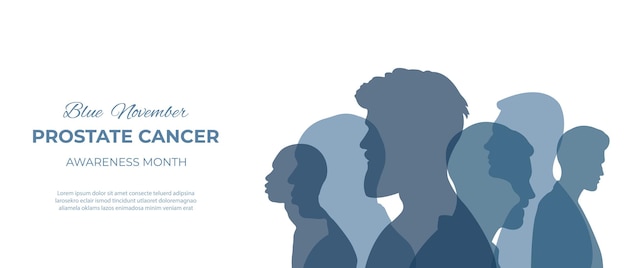 Blue November Prostaatkanker bewustzijn maand Vectorillustratie met silhouetten van mannen