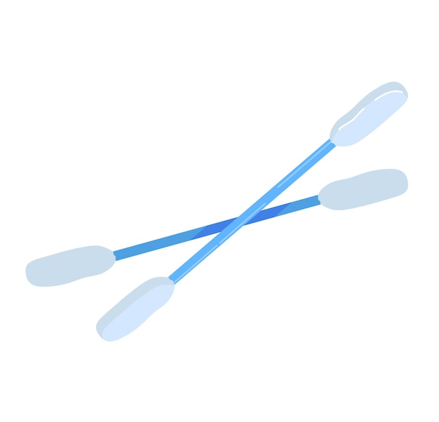 Blue oars crossed on a white background Rowing or kayaking equipment sports and water activities vector illustration