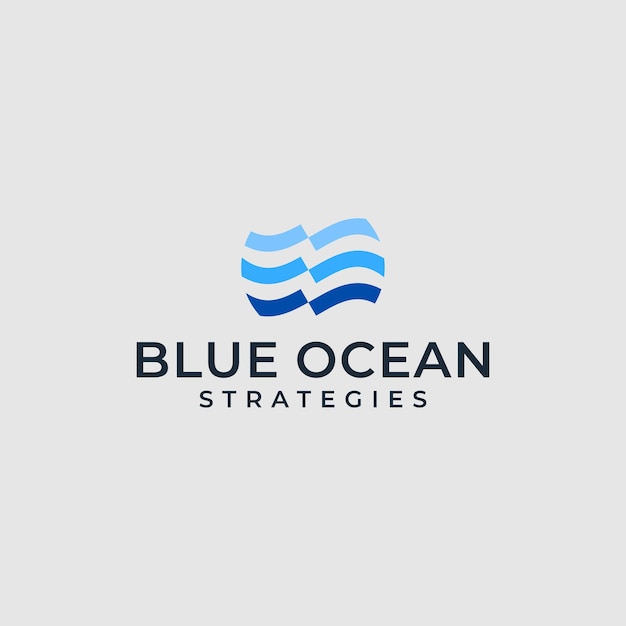 Blue ocean logo design vector template