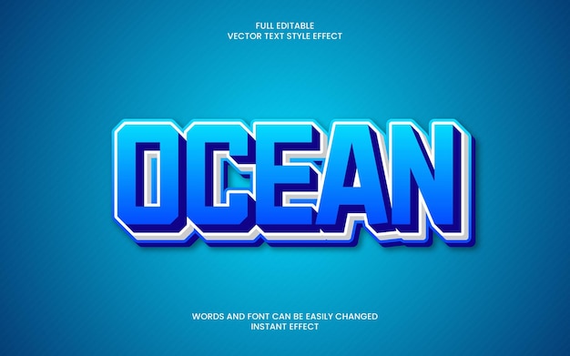 A blue ocean text effect in a blue color