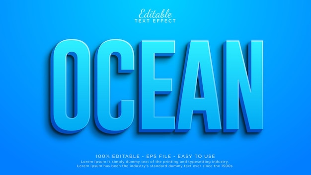 Vector blue ocean text effect blue editable text effect