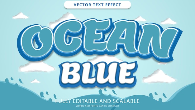 blue ocean text effect editable