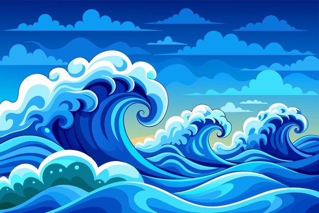 blue ocean water wave vector illustration