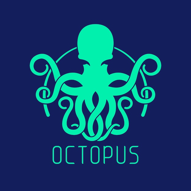 Blue octopus logo concept