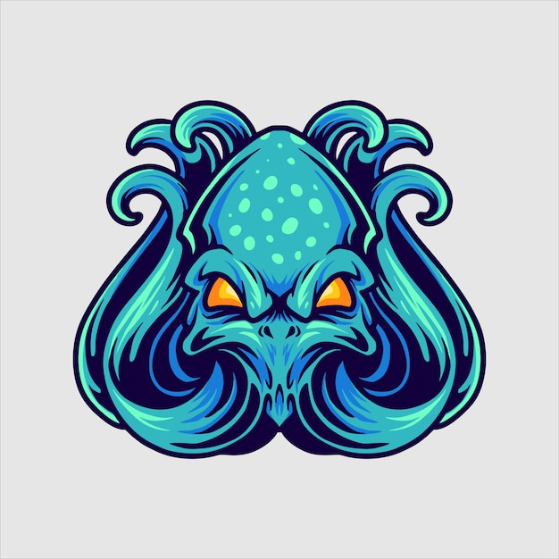 Vector blue octopus logo mascot